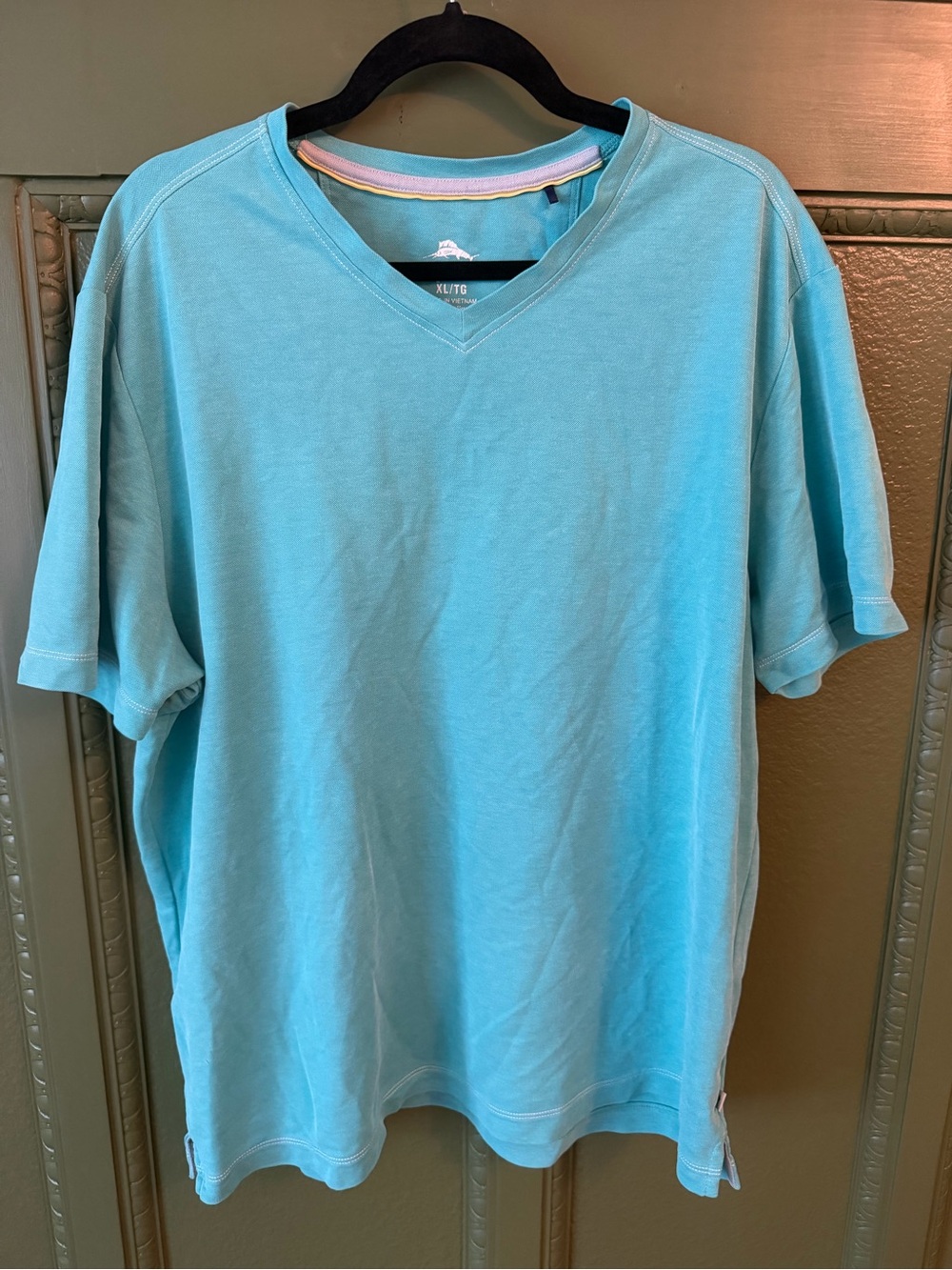 Tommy Bahama Aqua Blue V-Neck Short Sleeve Shirt